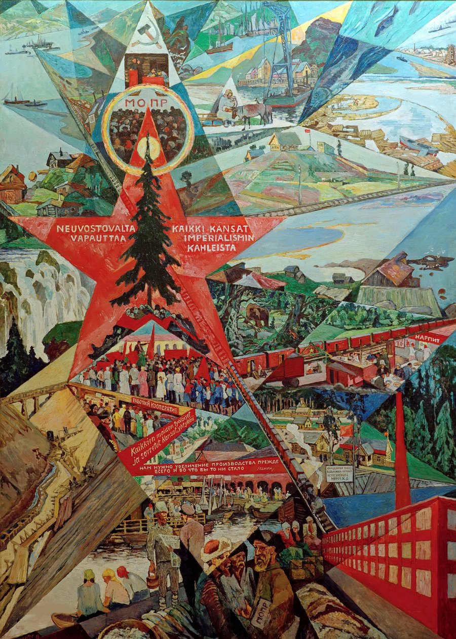 Karélia és Murmanszk agitációs panel, 1926. alkotó: Heinrich Vogeler