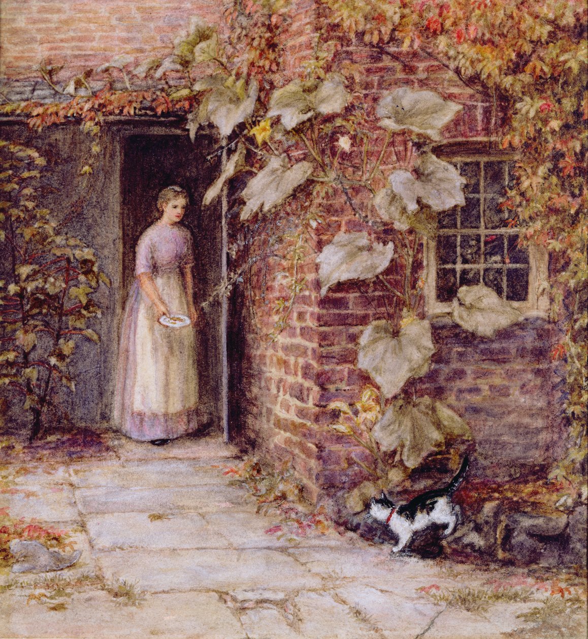 A cica etetése alkotó: Helen Allingham