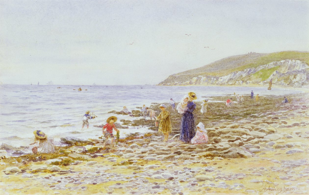 On the Beach (wc on paper) alkotó: Helen Allingham