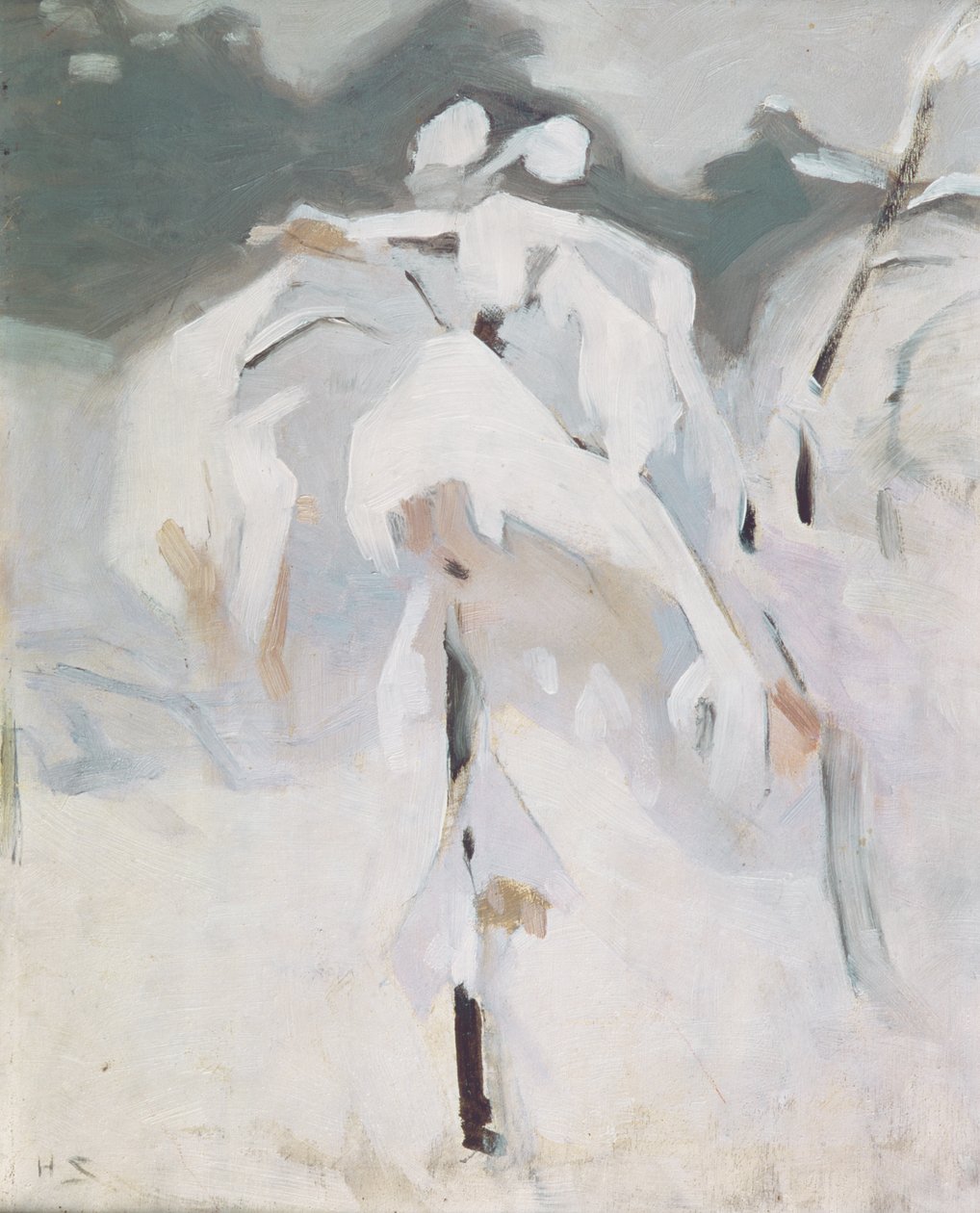 Hóval borított nyírfa, 1913 körül (olaj, panel) alkotó: Helene Schjerfbeck