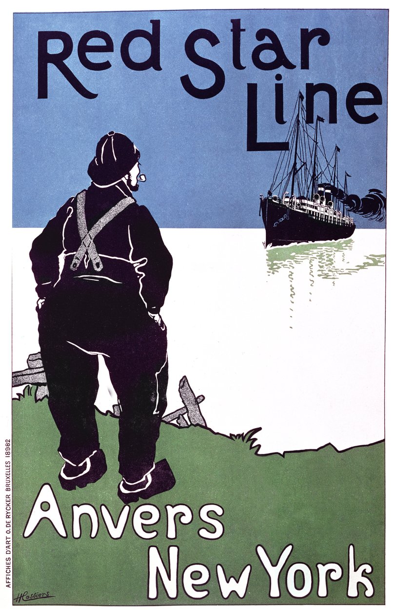 Az Antwerpenből New Yorkba közlekedő "Red Star Line" reklámplakátja, 1899 alkotó: Hendrick Cassiers