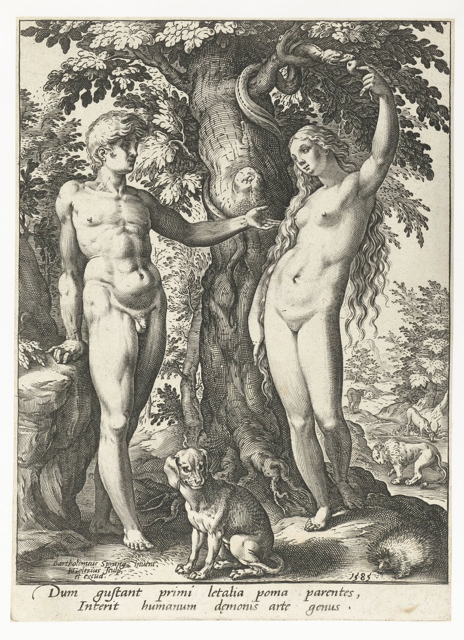 Ádám és Éva és a Kígyó alkotó: Hendrick Goltzius