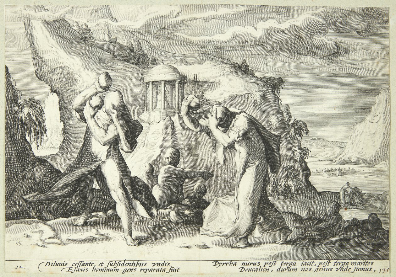 Deukalion és Pyrrha újra benépesíti a világot alkotó: Hendrick Goltzius