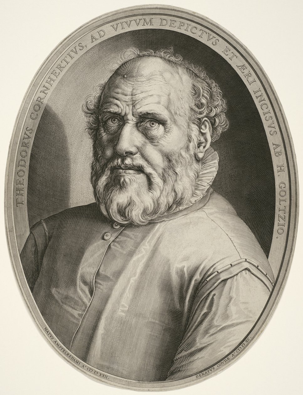 Dirck Volckertsz. Coornhert (keret nélkül) alkotó: Hendrick Goltzius
