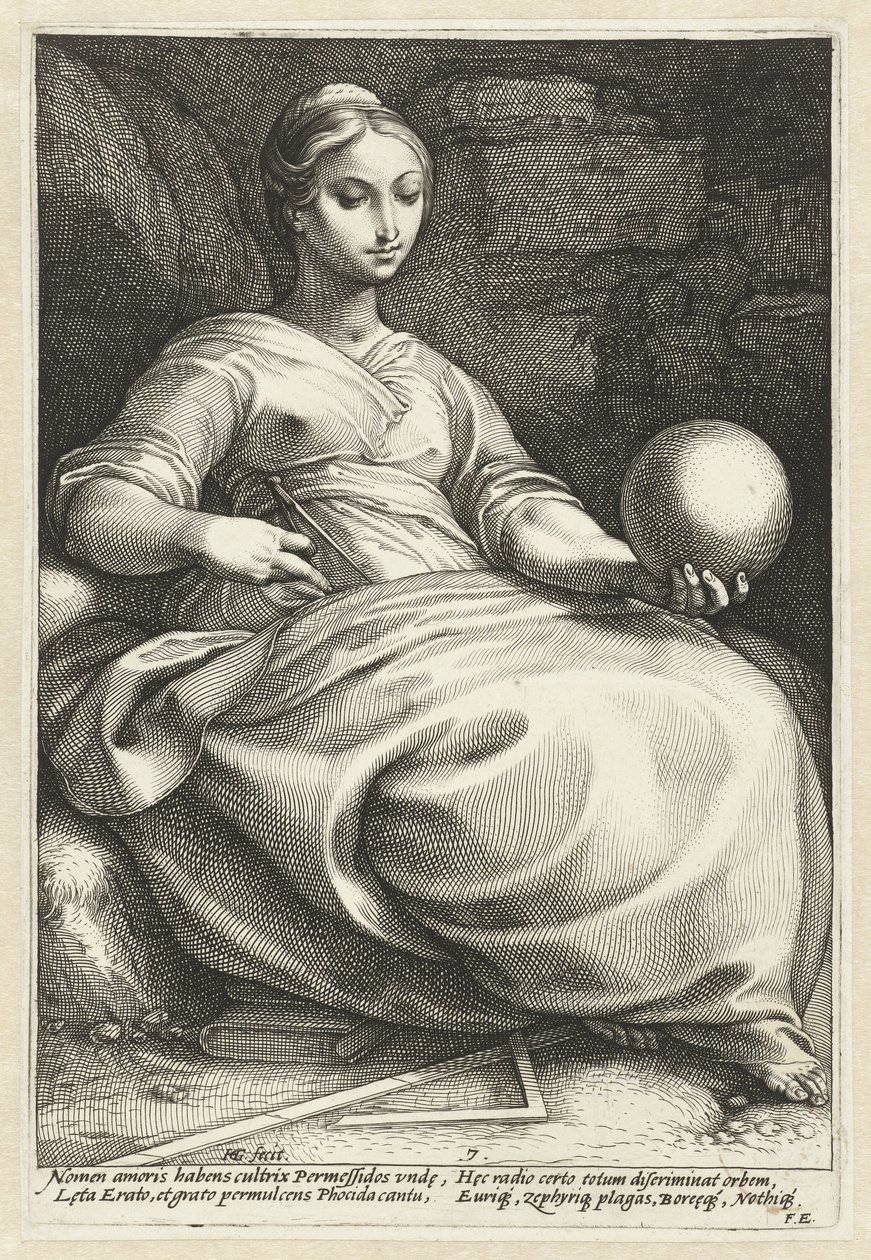 Erato A kilenc múzsa (sorozat címe) alkotó: Hendrick Goltzius