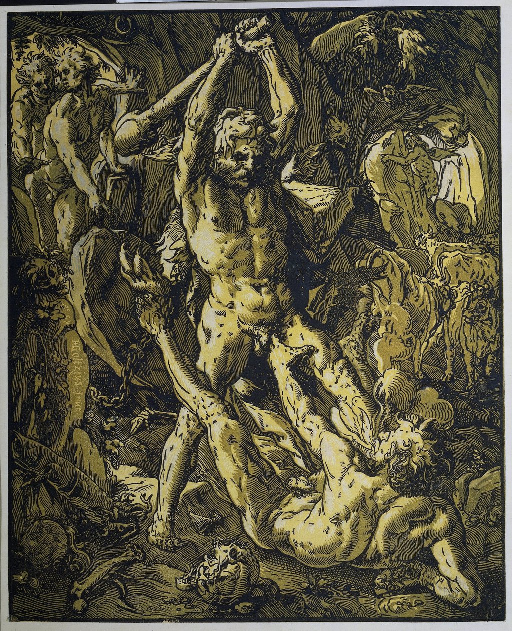 Hercules en Cacus alkotó: Hendrick Goltzius