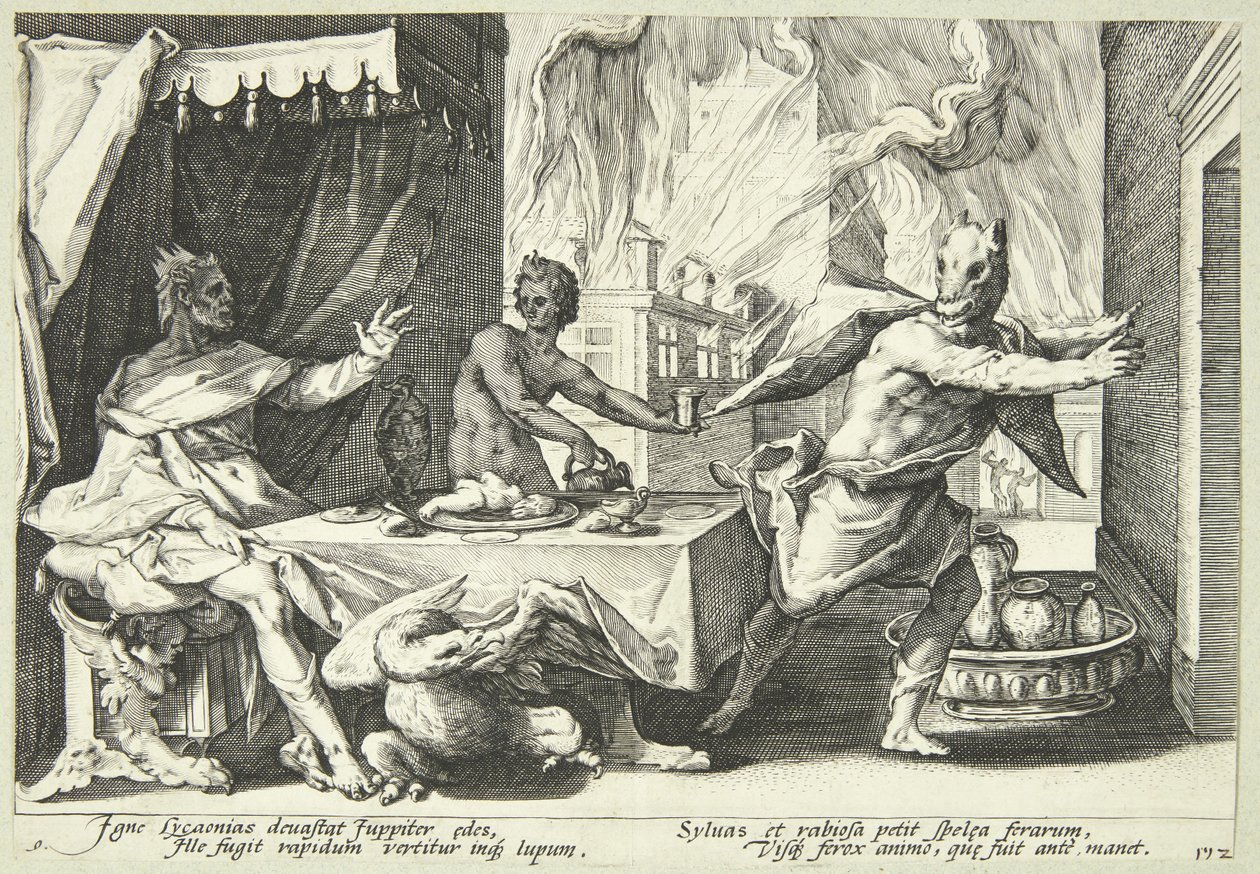 Lykaon farkassá változik alkotó: Hendrick Goltzius