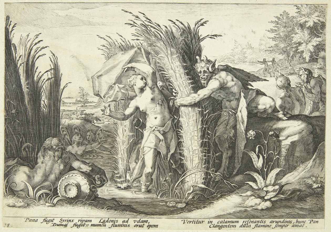 Pan és Syrinx alkotó: Hendrick Goltzius