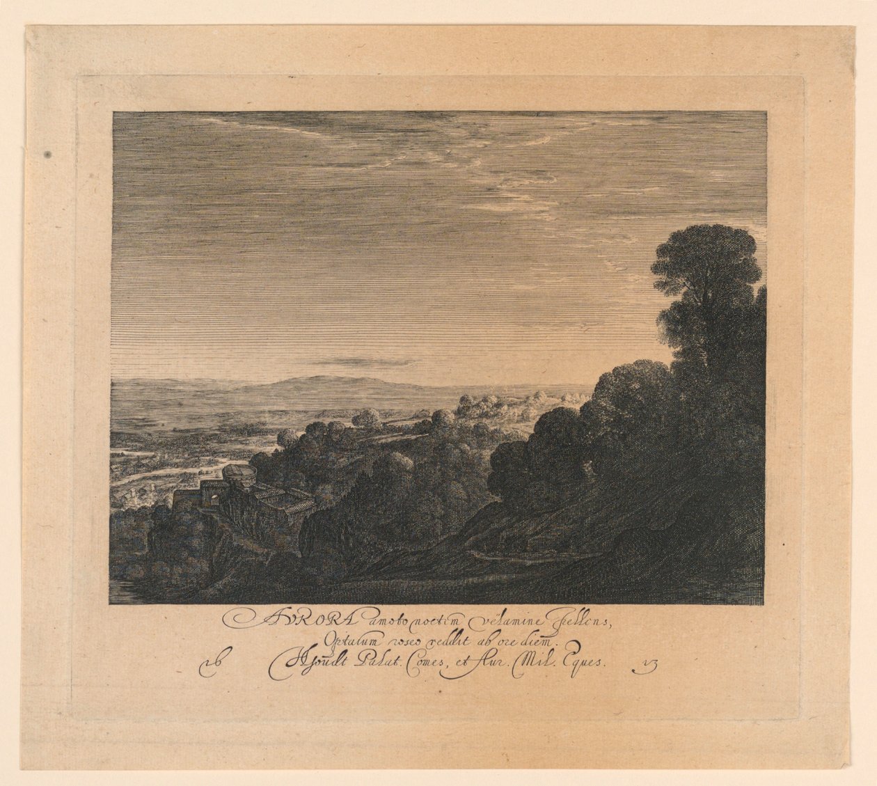 Aurora: Táj hajnalban alkotó: Hendrick Goudt