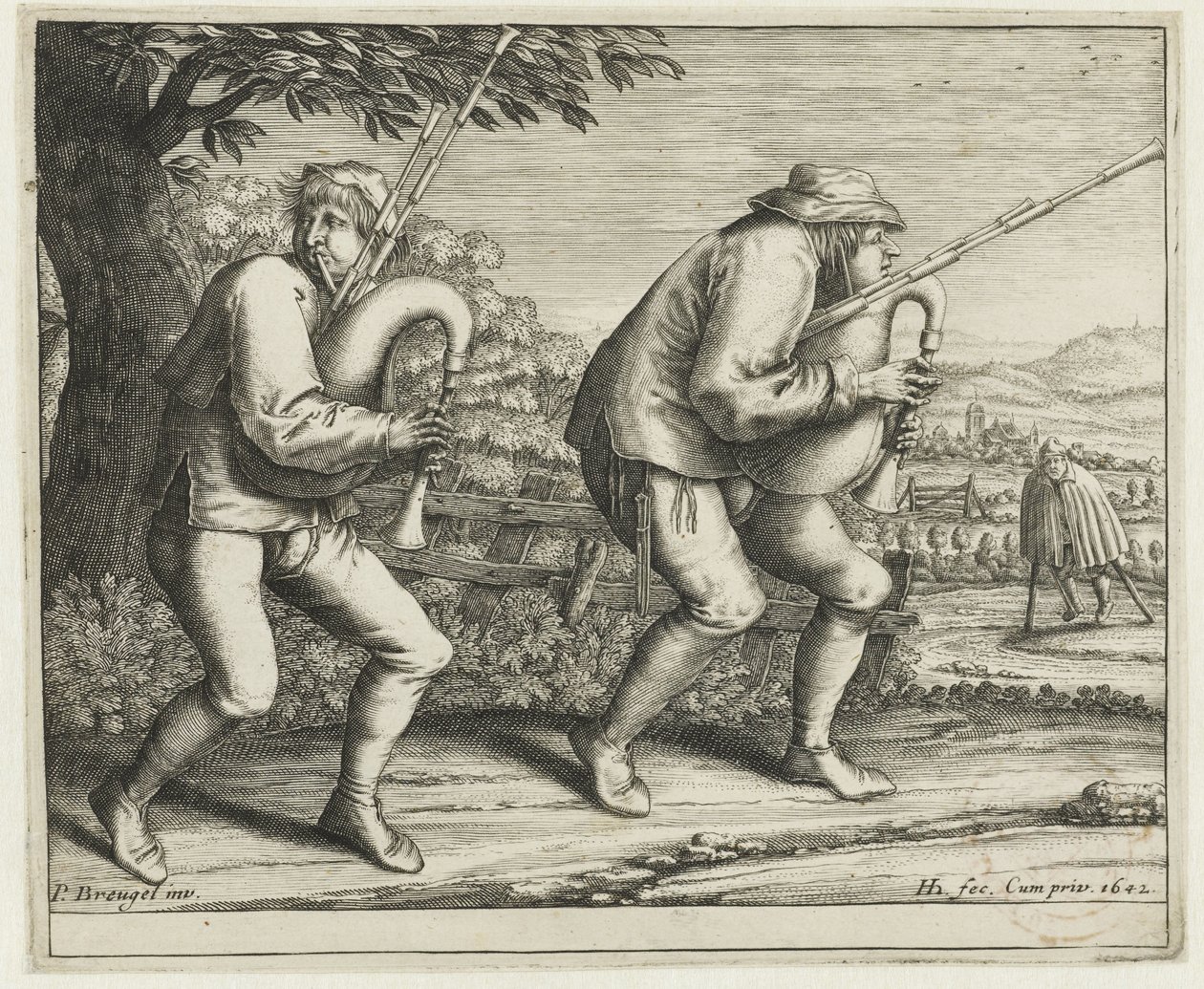 Két dudás Zarándoklat Molenbeekbe (sorozat címe) alkotó: Hendrick Hondius (I)