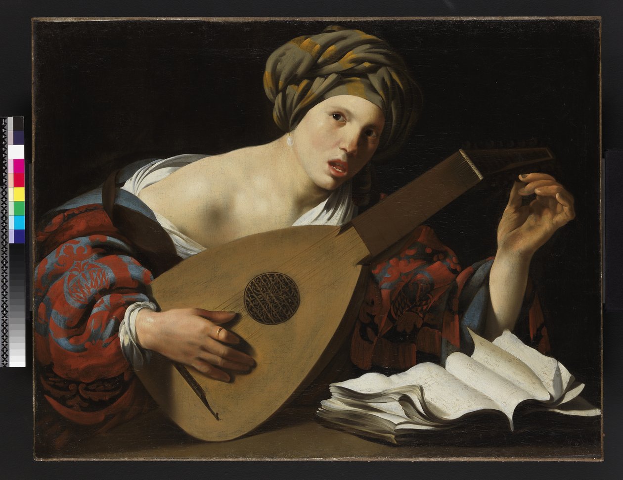 Fiatal nő lantot hangoló, 1626-27 körül alkotó: Hendrick ter Brugghen