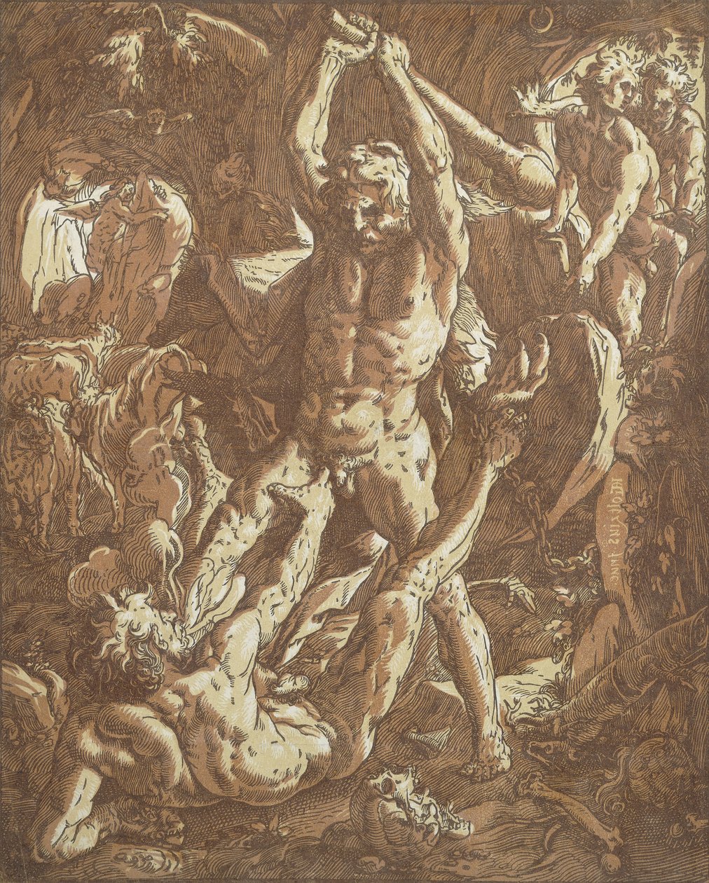 Herkules megöli Cacust, alkotó: Hendrik Goltzius