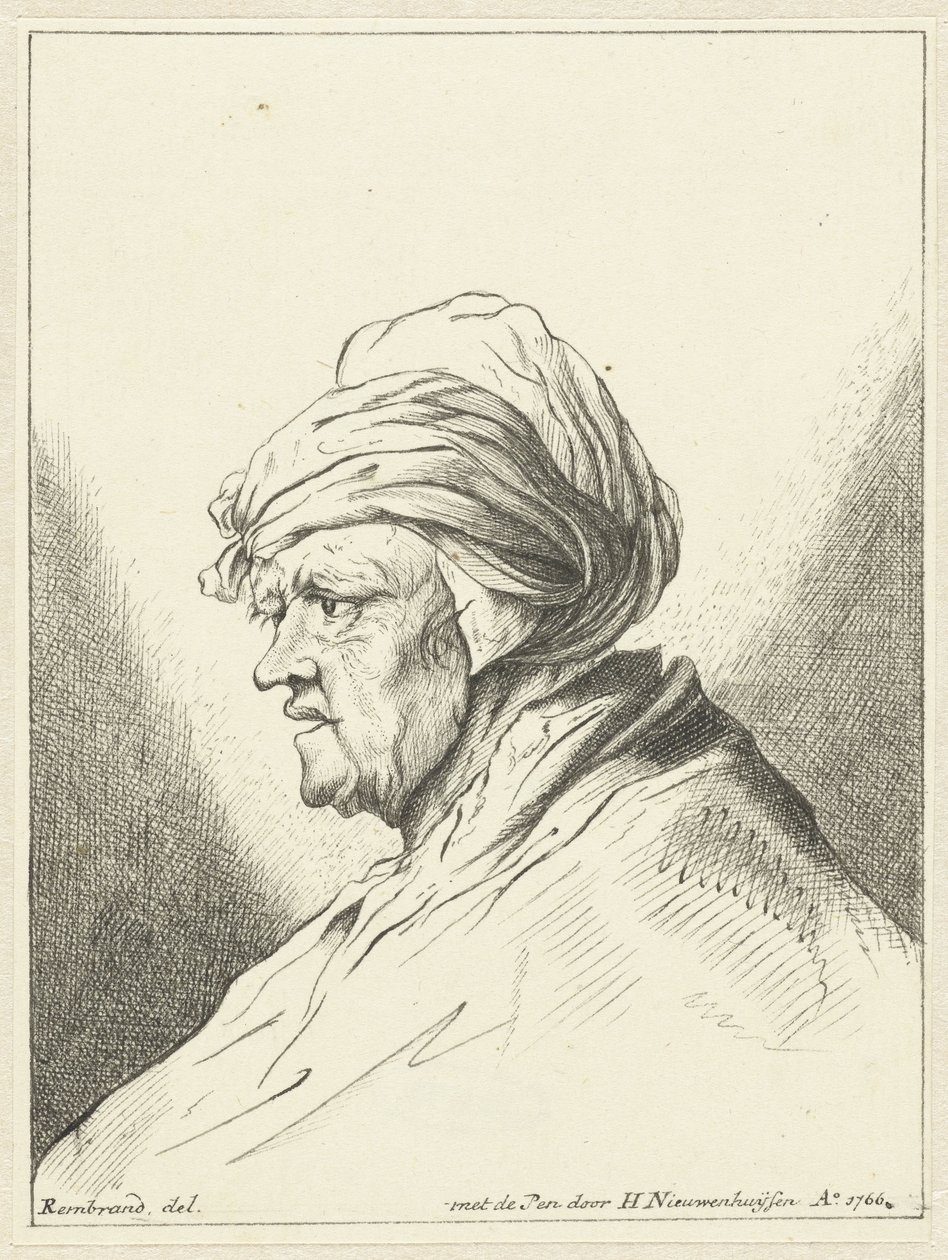 Egy öregasszony mellszobra balra alkotó: Hendrik Nieuwenhuysen