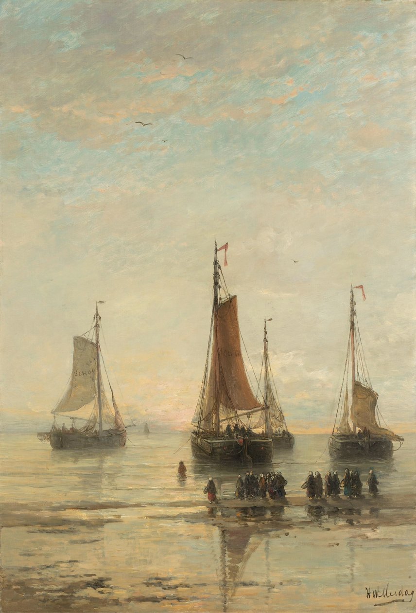 Blöfforrú scheveningeni hajók a horgonynál alkotó: Hendrik Willem Mesdag