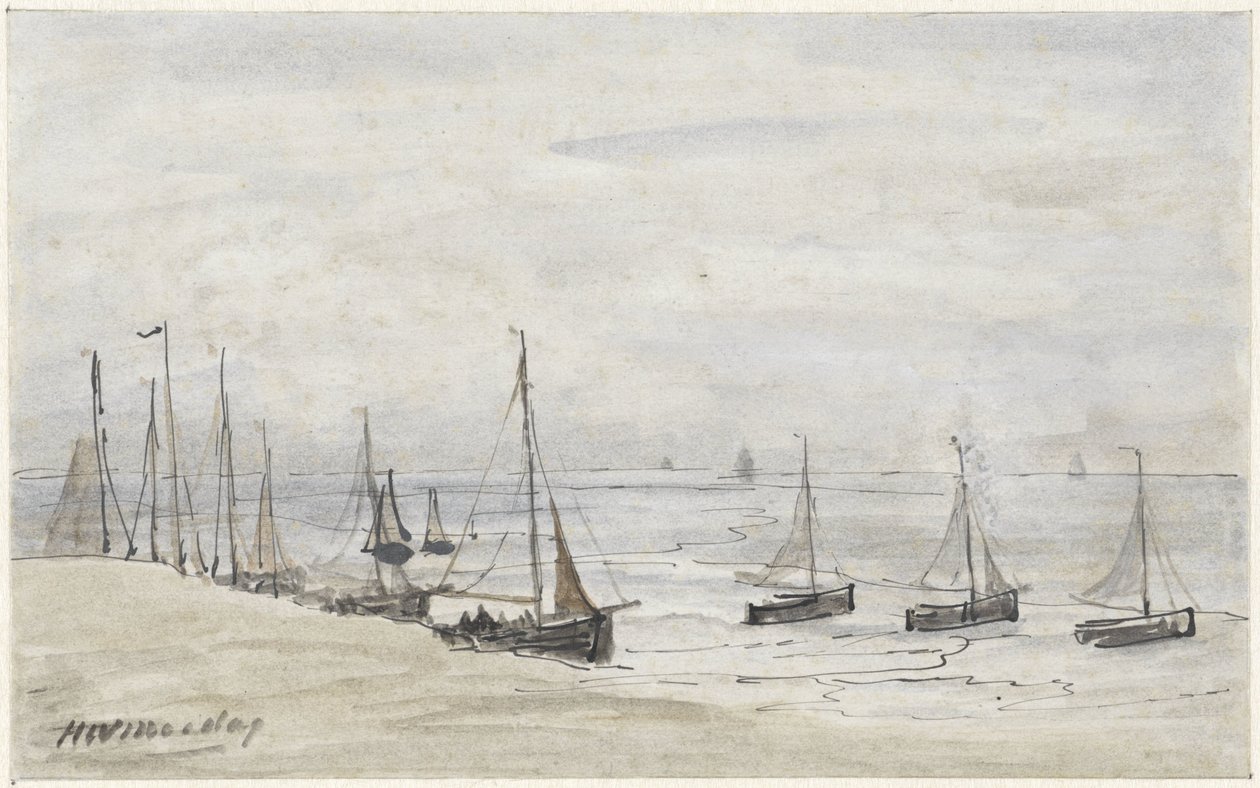 Horgász ujjak a strandon alkotó: Hendrik Willem Mesdag