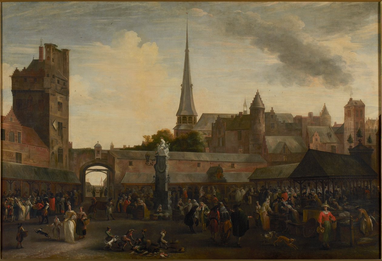 Az antwerpeni halpiac, 1695. alkotó: Hendrik van Minderhout