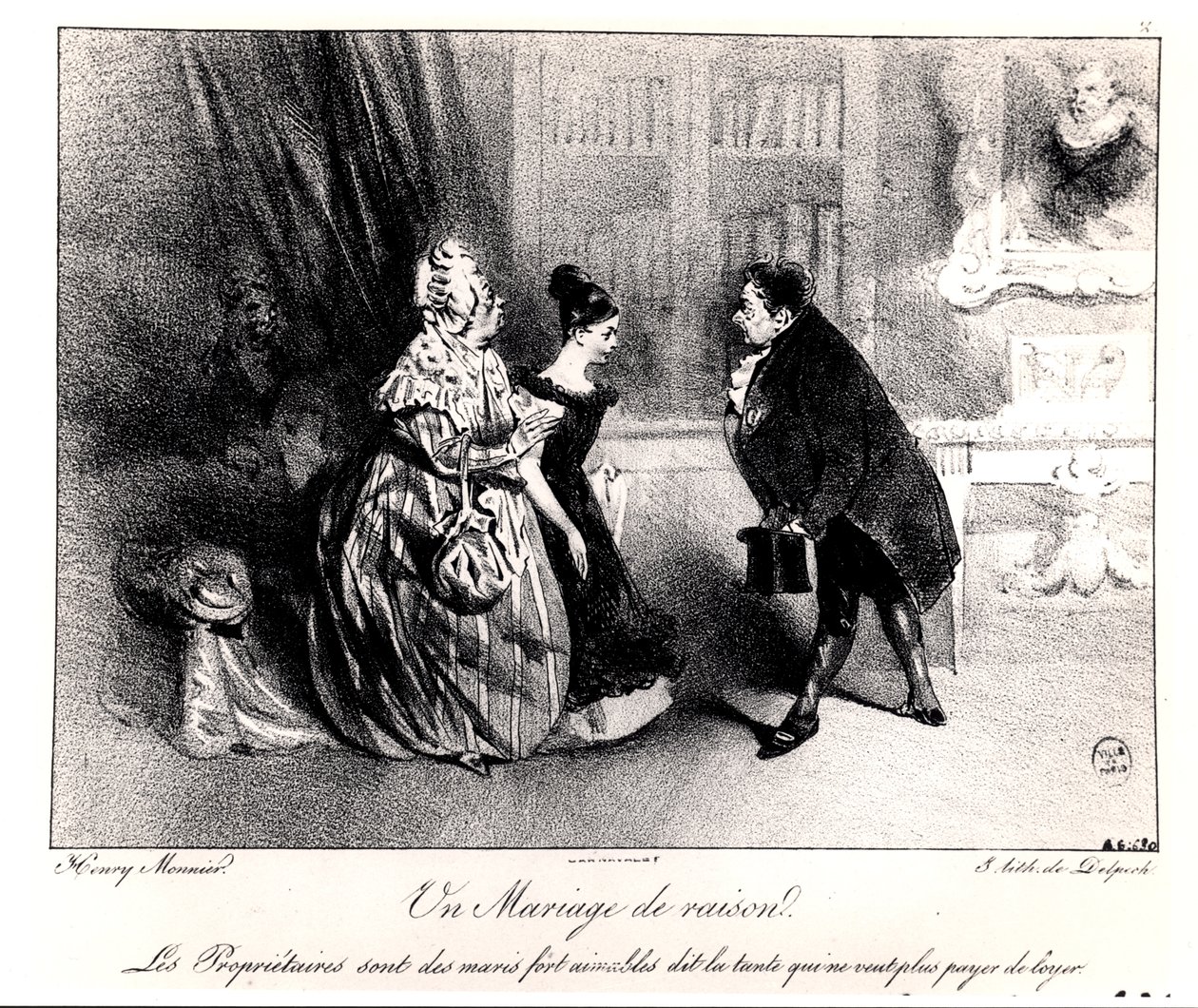 Egy kényelmes házasság, 1840 körüli évek alkotó: Henri Bonaventure Monnier