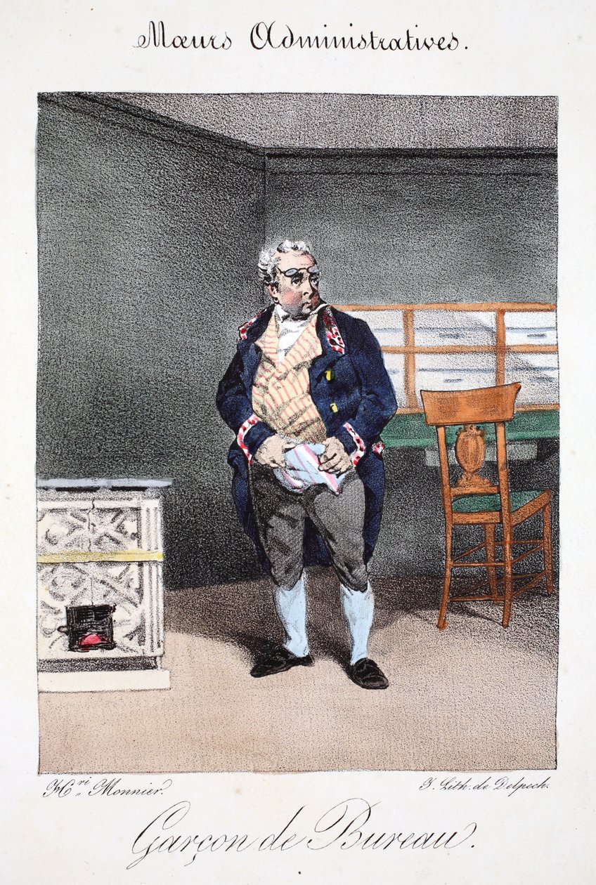 Garçon de bureau, illusztráció Henri Monnier "Moeurs Administratives, Dessinées D