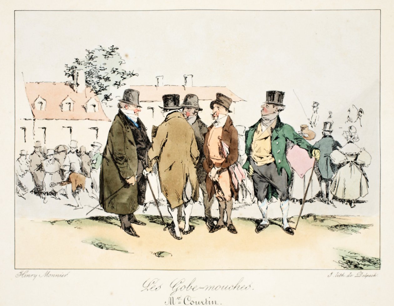 The Flycatchers, 1828 körül (kézzel színezett litho) alkotó: Henri Bonaventure Monnier
