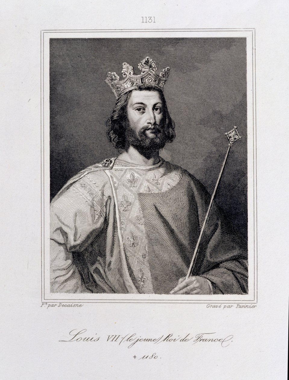 VII. Lajos, Franciaország „fiatalabb” királya (1120-80 körül) Pannier metszetével alkotó: Henri Decaisne