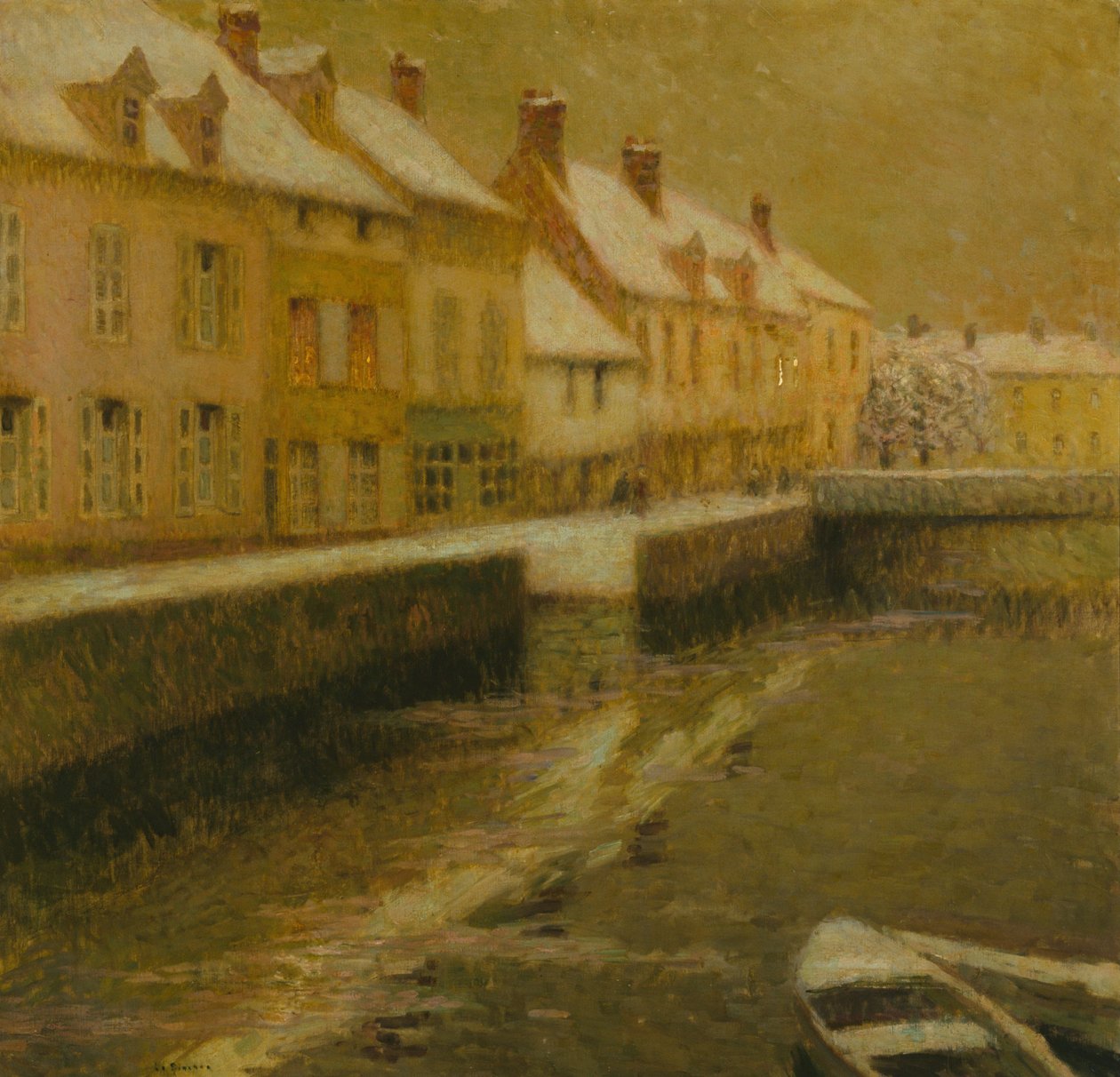 Brugge-i csatorna, tél alkotó: Henri Eugene Augustin Le Sidaner