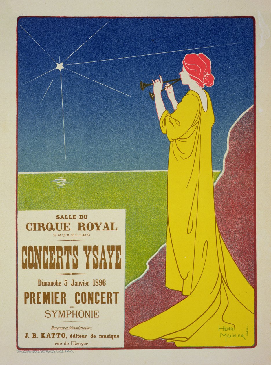 A „Ysaye Concerts”-t hirdető plakát reprodukciója, Salle du Cirque Royal, Brüsszel, 1895 alkotó: Georges Meunier
