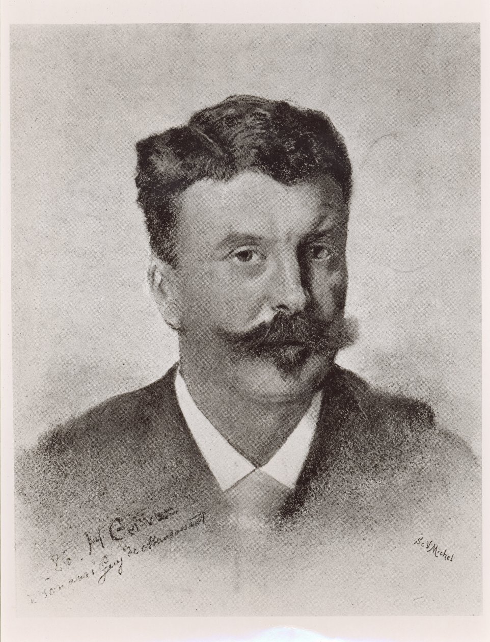 Guy de Maupassant (1850-93), metszett Victor Augustin Michel (1828-91) alkotó: Henri Gervex