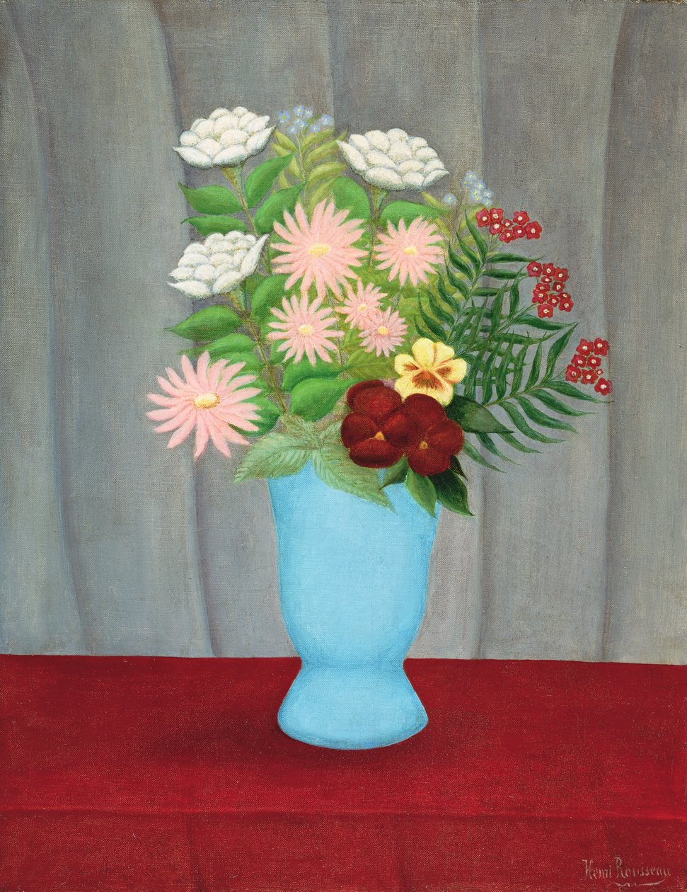 Virágok csendélete kék vázában alkotó: Henri Rousseau