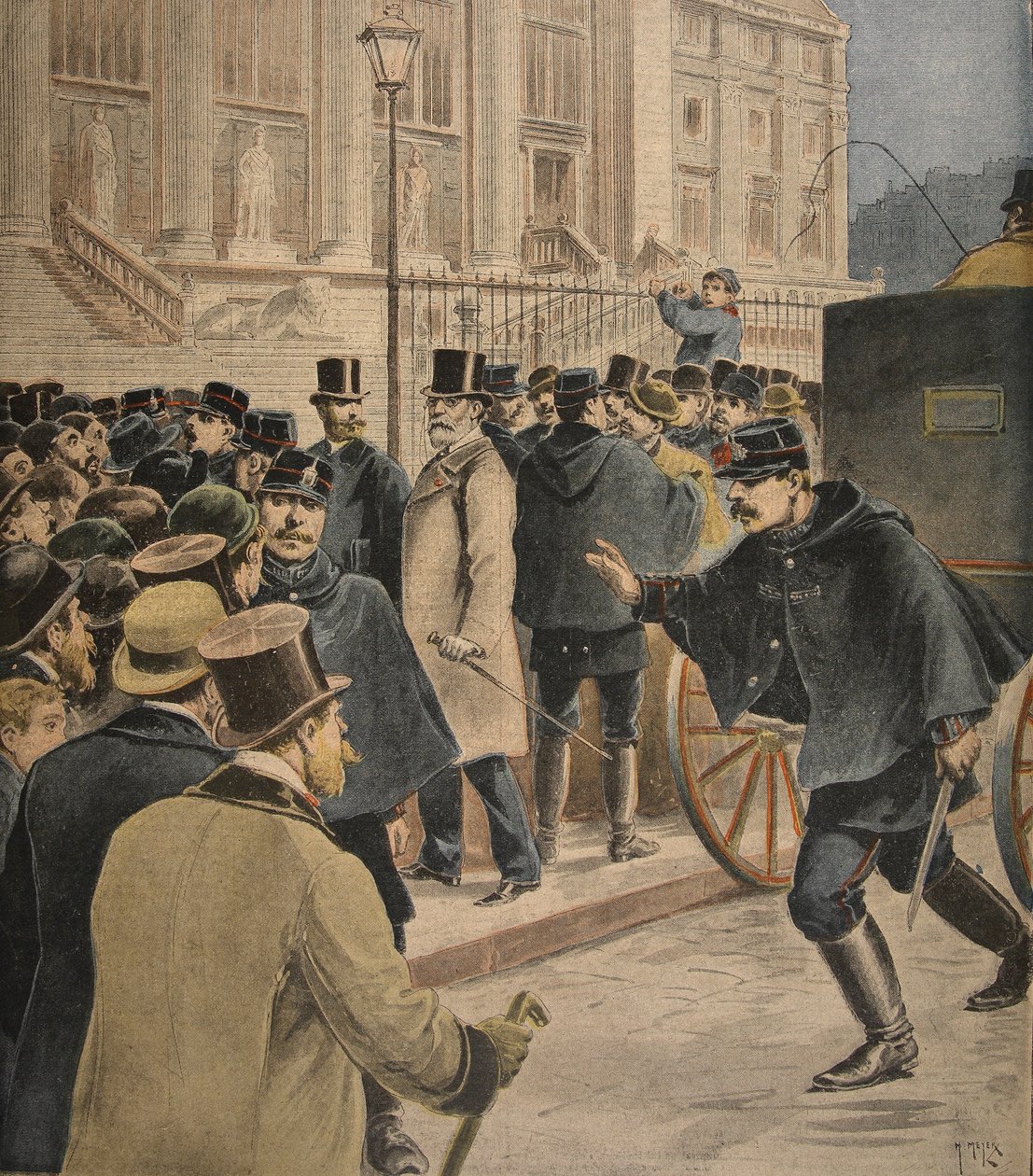 Emile Zola a bíróság előtt, illusztráció a „Le Petit Journal: Supplement illustre” című könyvből, 1898. február 20. alkotó: Henri Meyer