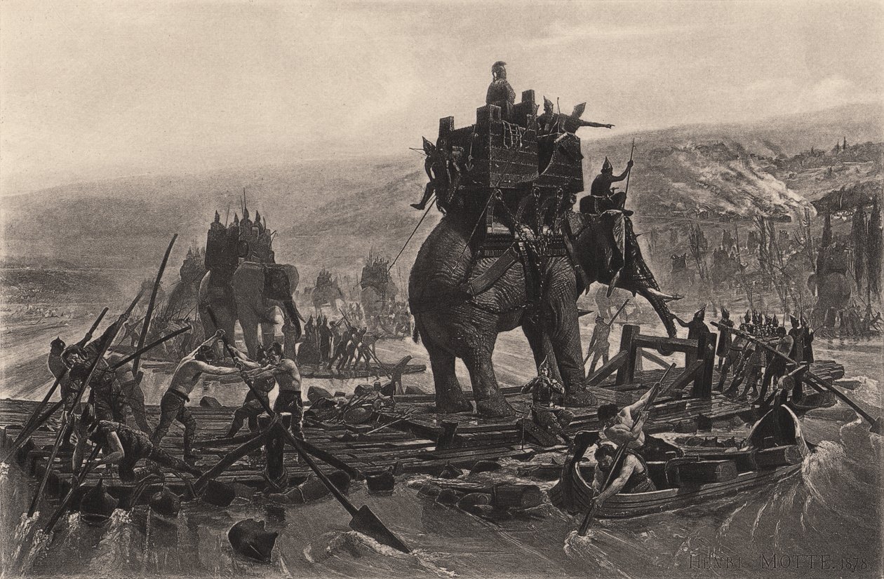 Hannibal Barca átkel a Rhône -en alkotó: Henri Paul Motte