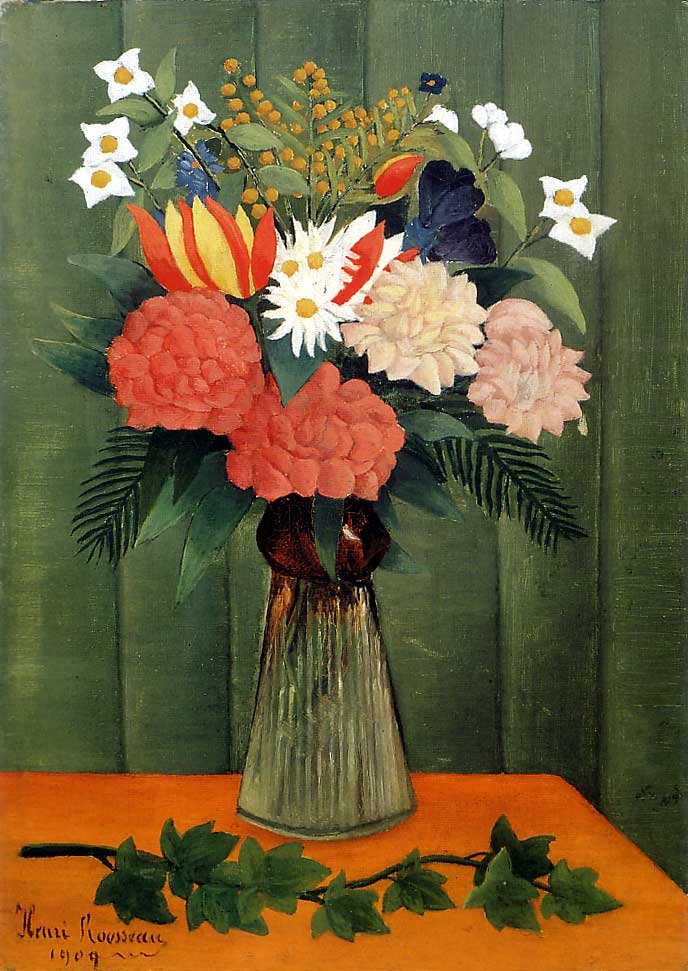 Virágcsokor borostyán ággal alkotó: Henri Rousseau