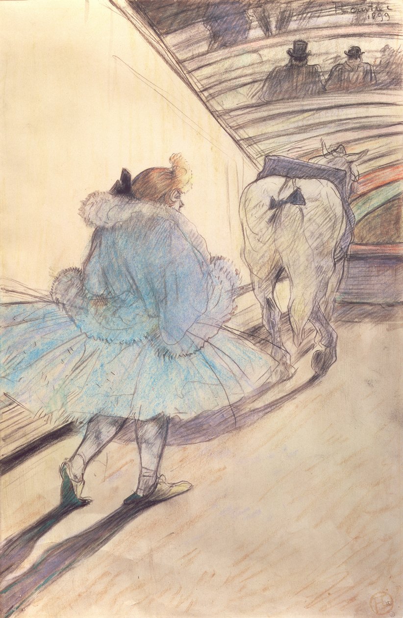 A cirkuszban, belépve a ringbe (pasztell, papír) alkotó: Henri de Toulouse Lautrec