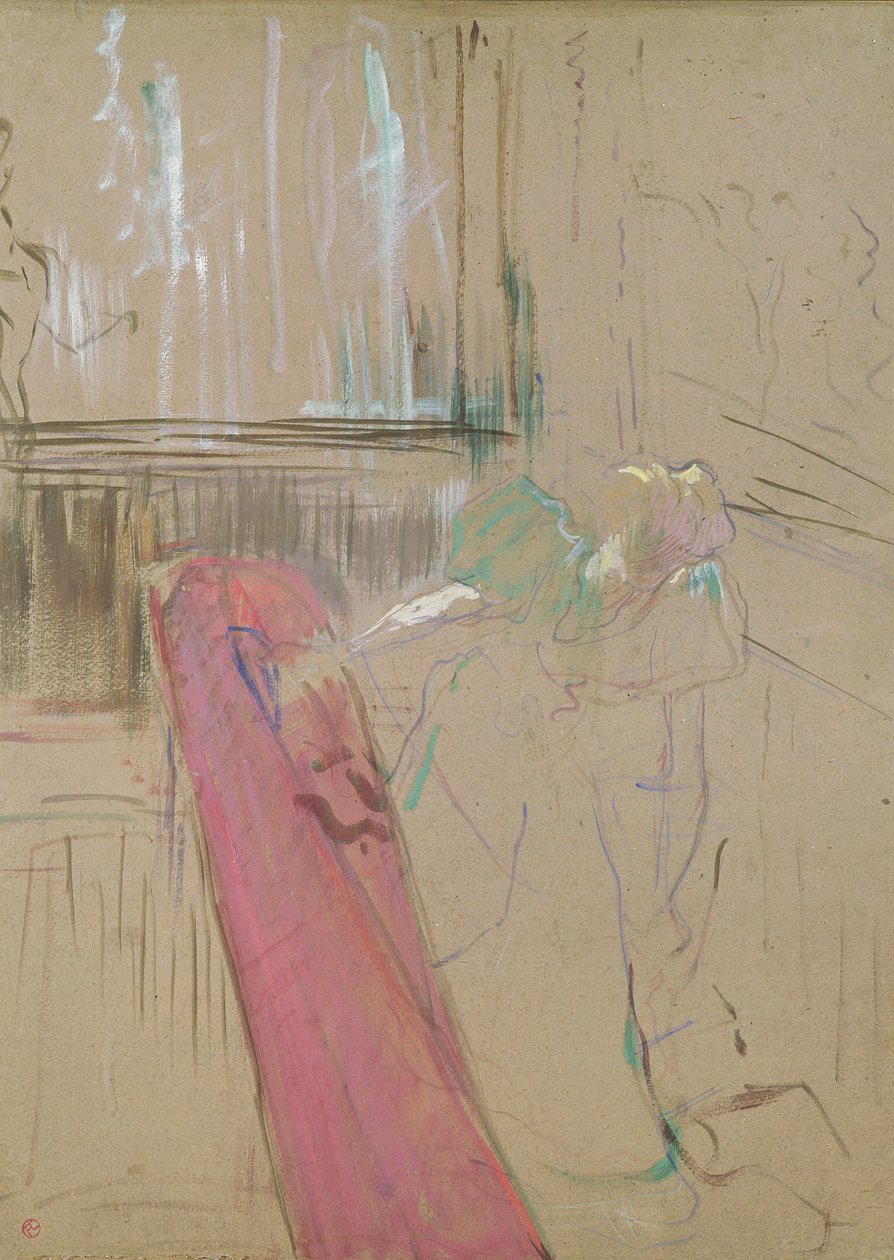 A Rue des Moulins lépcsőházának tetején, 1893 (olaj a kártyán) alkotó: Henri de Toulouse Lautrec