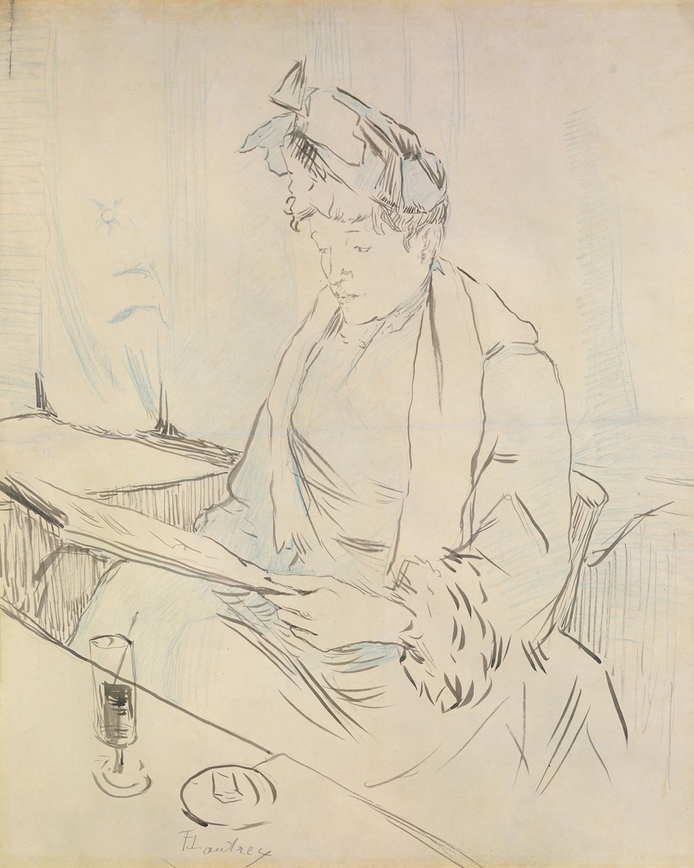 A kávézóban (ceruza és tinta papíron) alkotó: Henri de Toulouse Lautrec
