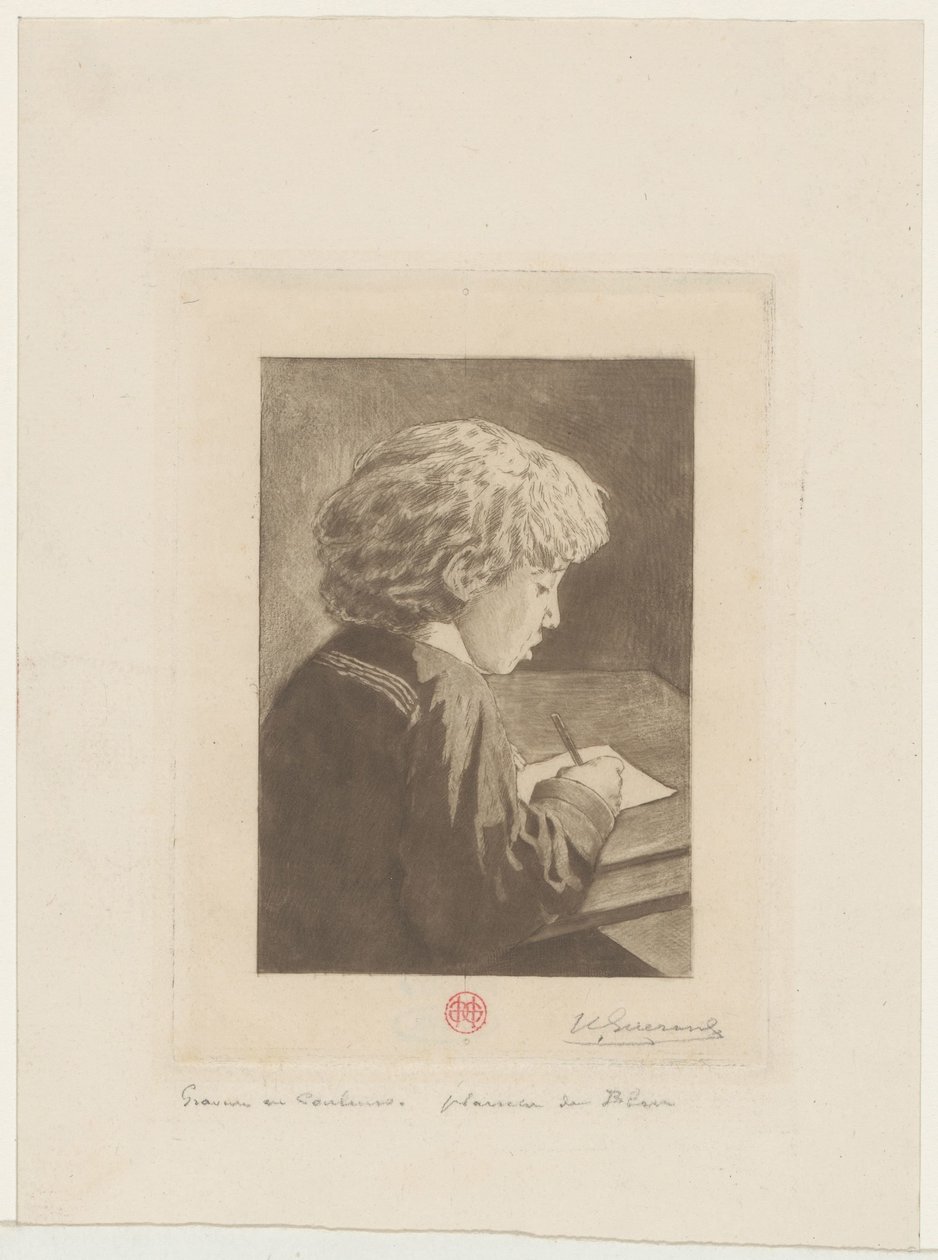 író fiú alkotó: Henri Charles Guérard (signed by artist)