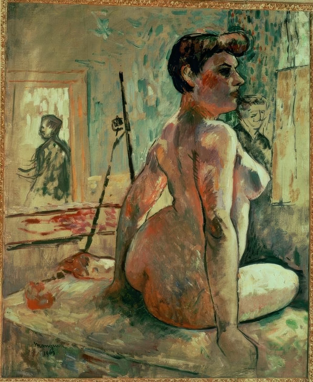 Akt a stúdióban alkotó: Henri Charles Manguin