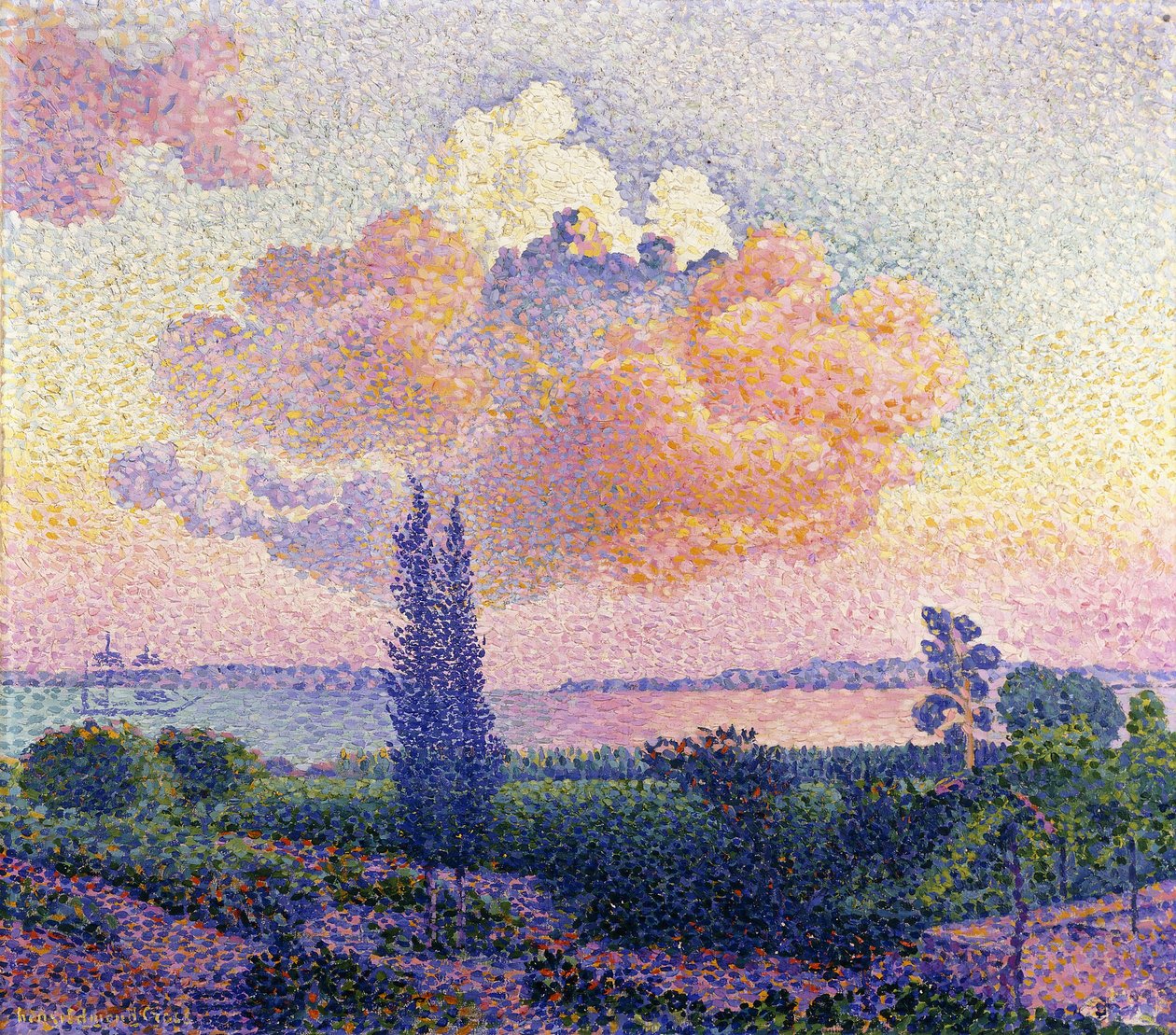 Rózsaszín felhők, 1896 körül alkotó: Henri Edmond Cross
