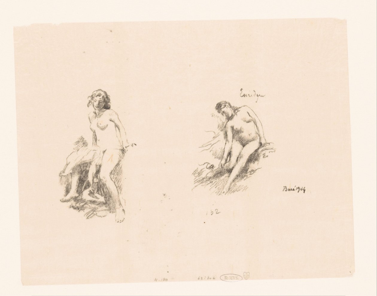 Tanulmányi lap két meztelen nővel alkotó: Ignace Henri Jean Fantin Latour