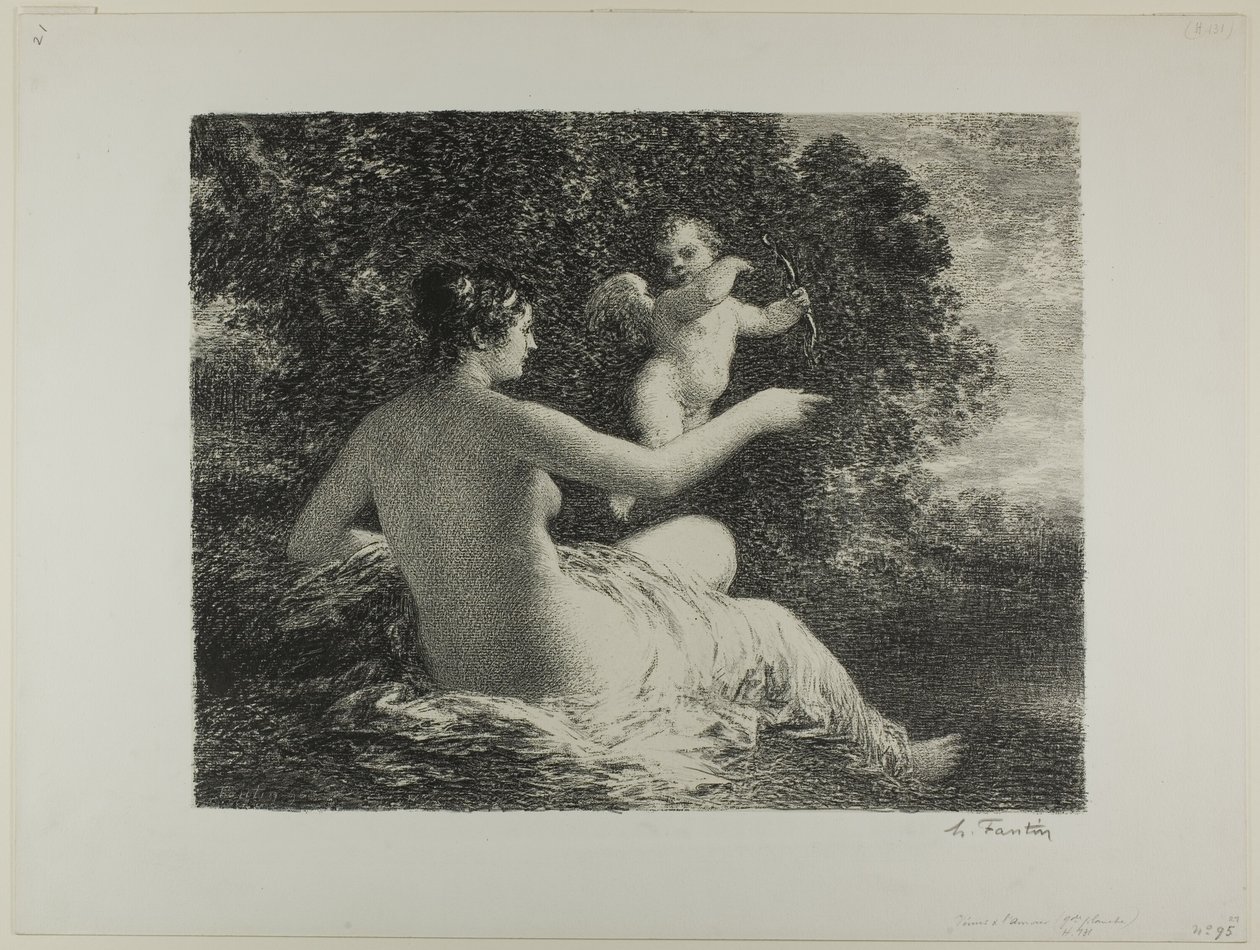 Vénusz és Ámor, nagy tányér alkotó: Ignace Henri Jean Fantin Latour