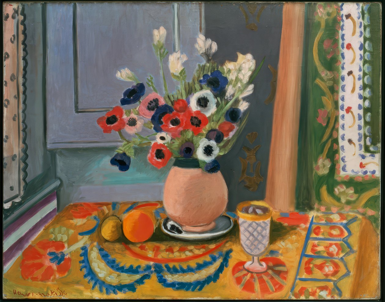 Anemónák agyagvázában alkotó: Henri Matisse
