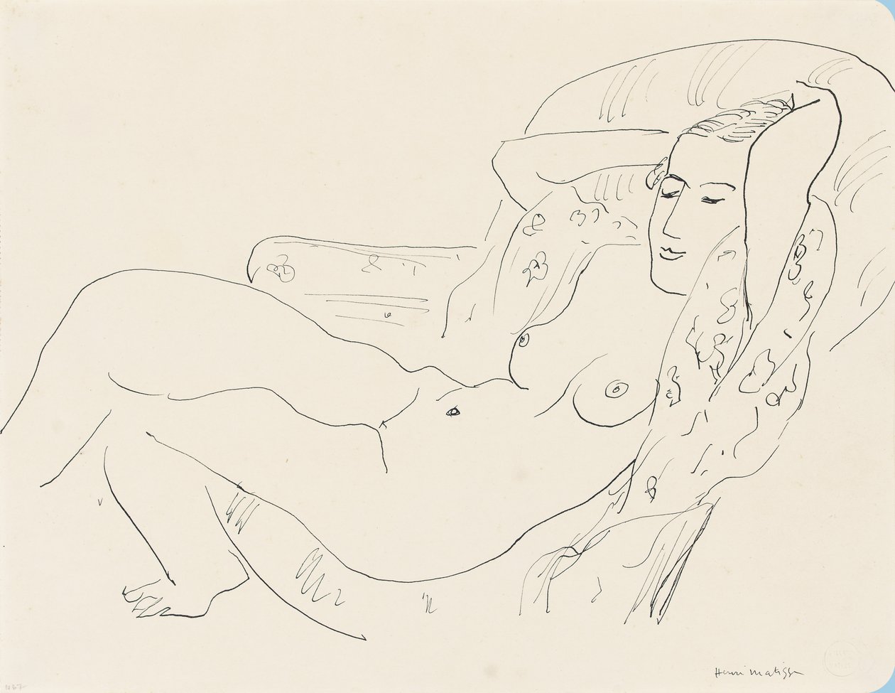 Női akt, felemelt karral alkotó: Henri Matisse