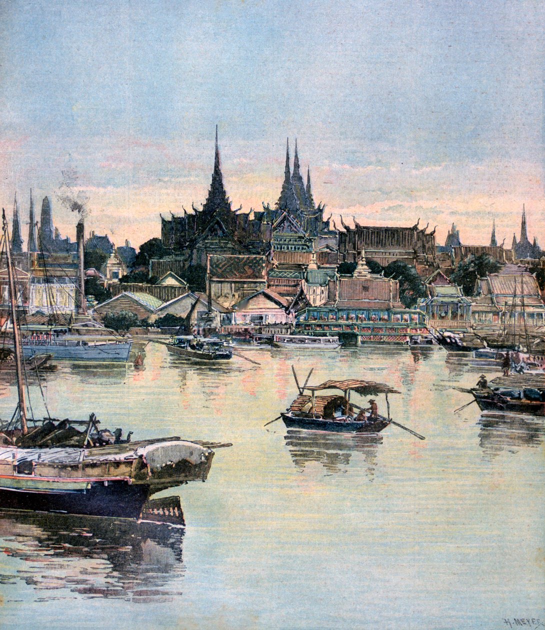 Bangkok kilátása, 1893 alkotó: Henri Meyer