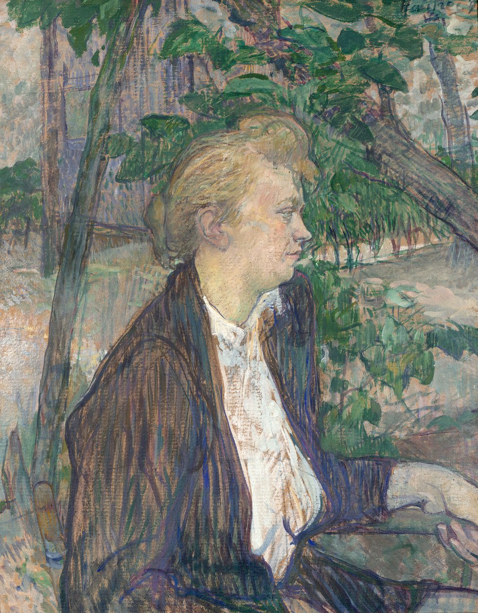 Nő ül a kertben alkotó: Henri de Toulouse Lautrec
