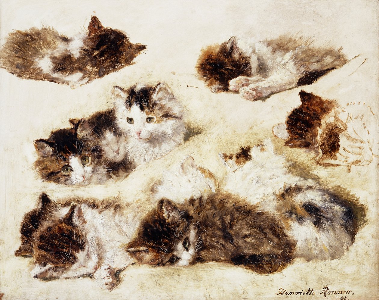 Tanulmány a cicákról, 1898 alkotó: Henriëtte Ronner Knip