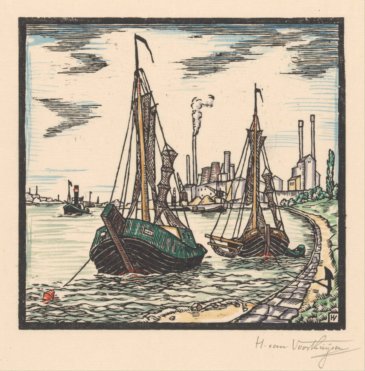 Kikötött halászhajók alkotó: Henriëtte van Hove (signed by artist)