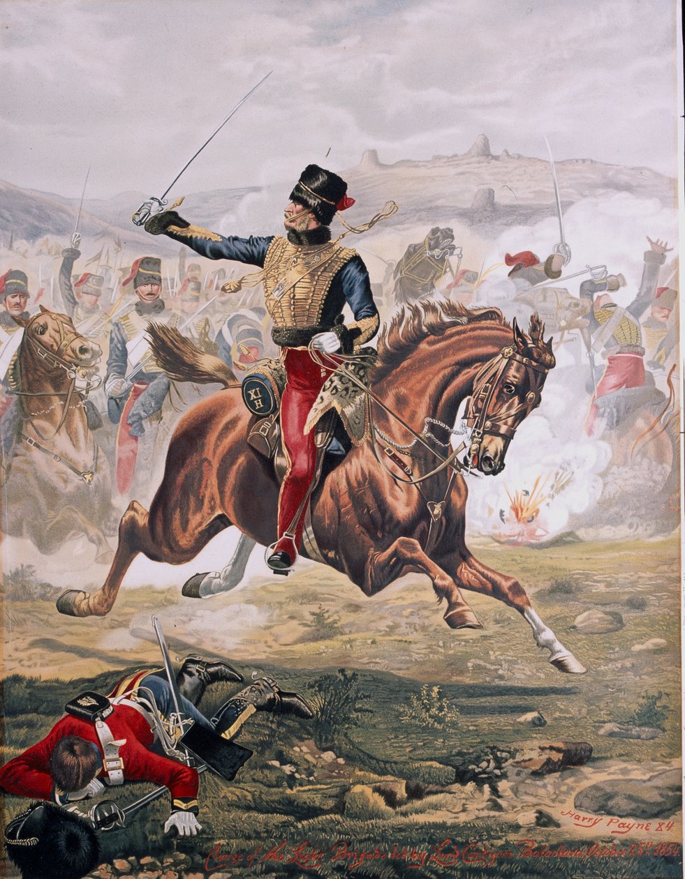 Lord Cardigan (1797-1868) a könnyű brigád rohamvezetője a balaklavai csatában, 1854. október 25., 1884. (chromolitho) alkotó: Henry A. Payne