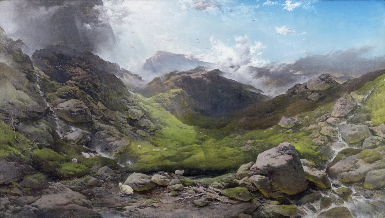 Felhők átvonulnak Ben More felett, 1870 (pasztell) alkotó: Henry Bright