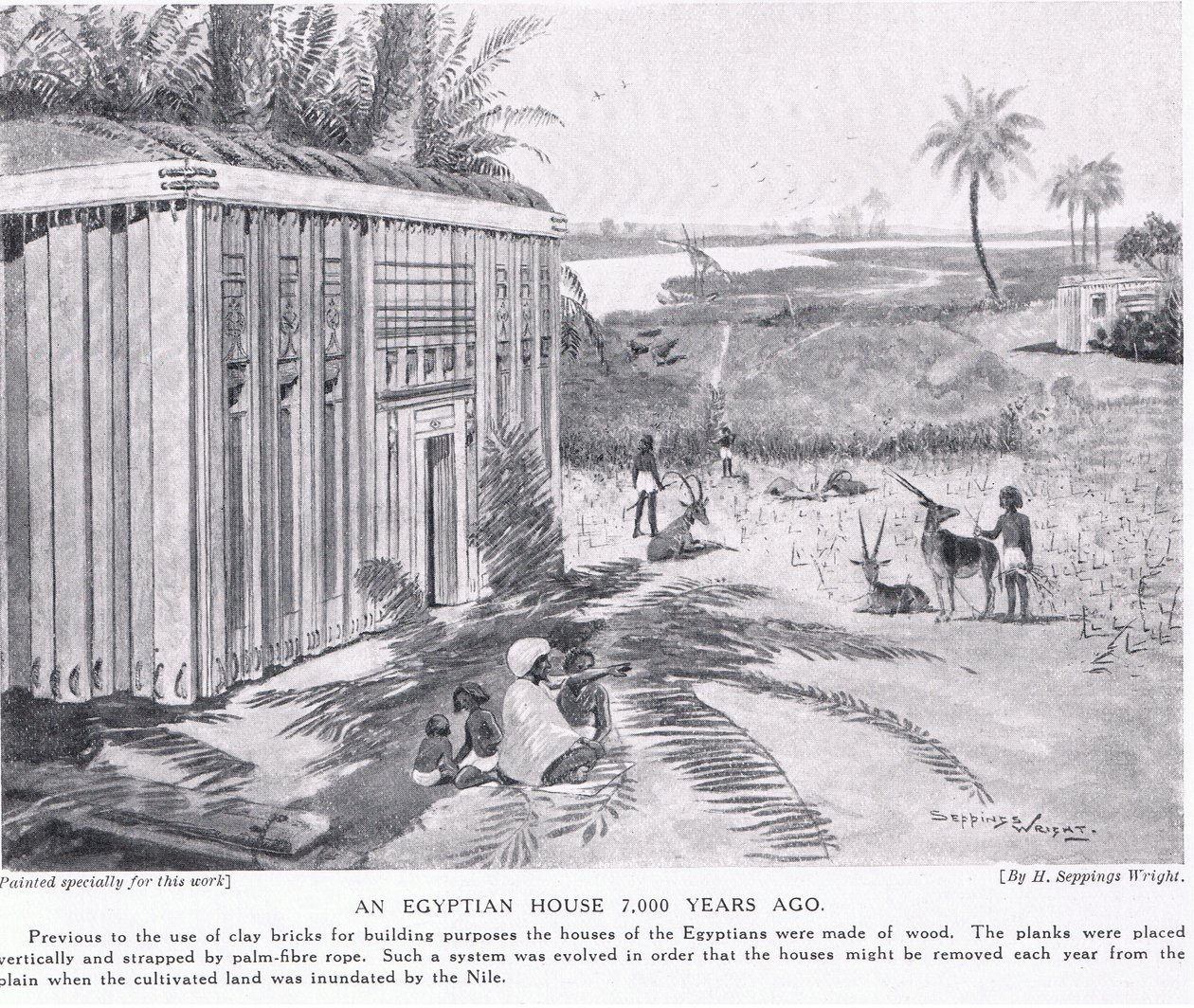Egy egyiptomi otthon 7000 évvel ezelőtt, 1920 körül alkotó: Henry Charles Seppings Wright
