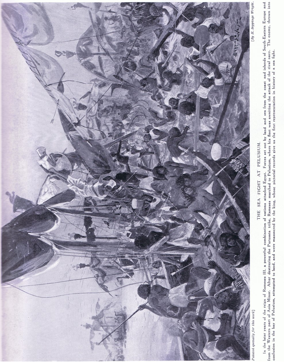Tengeri harc Pelusiumnál, 1920 körül alkotó: Henry Charles Seppings Wright