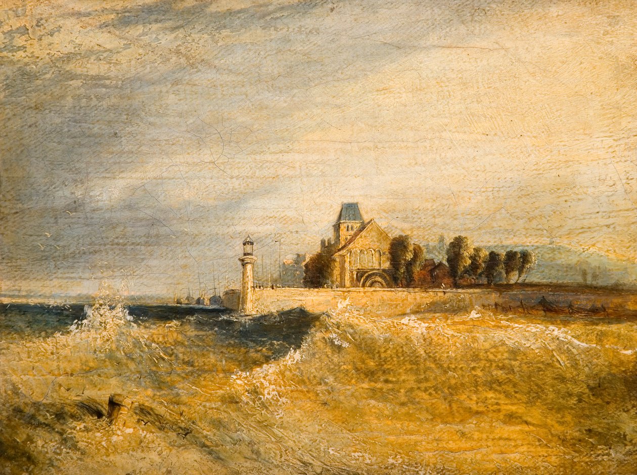 Tengerparti jelenet mólóval alkotó: Henry Dawson